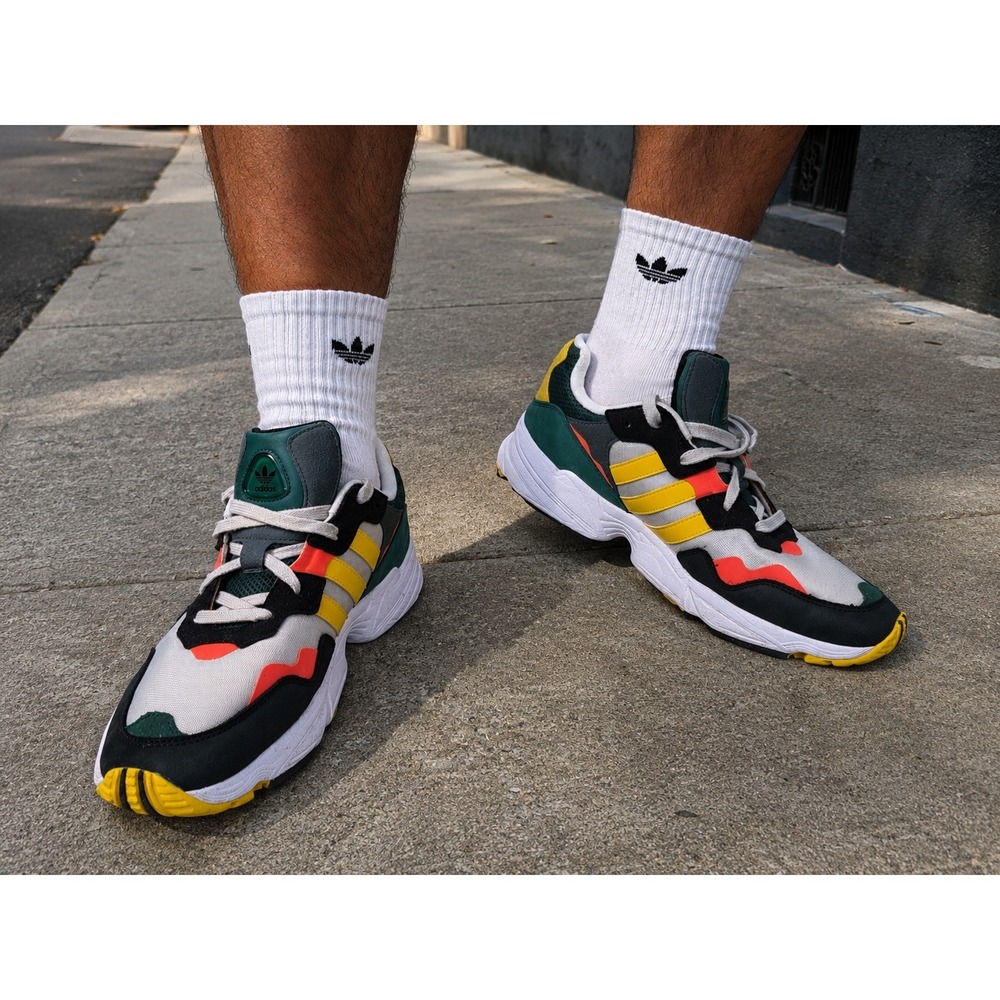 Adidas Yung-1 Mens Noble Green Yellow Solar Orange Sneakers Sz 12 retro 90s vibe